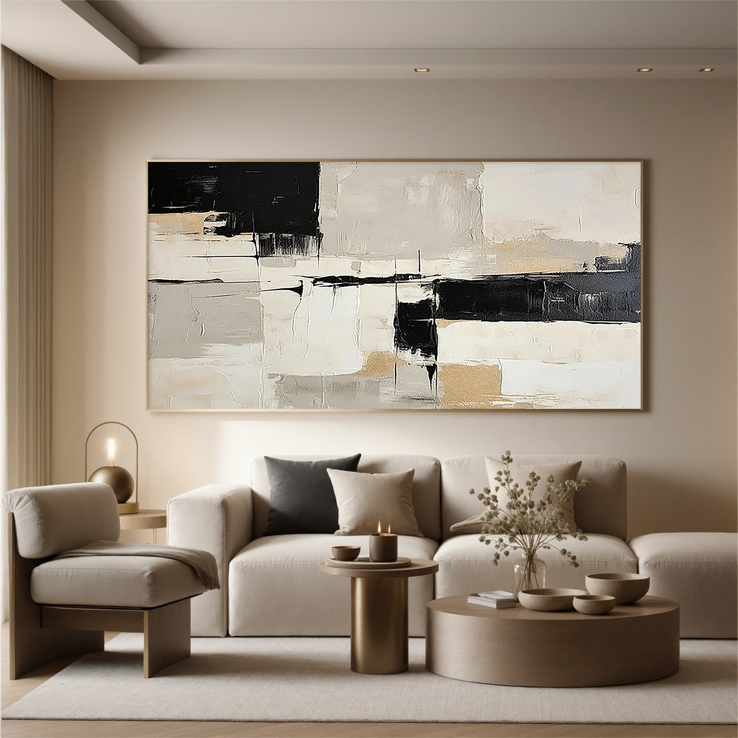 "Nude Abstract" - Minimalist Impasto Abstract | Beige Abstract Art Statement Art