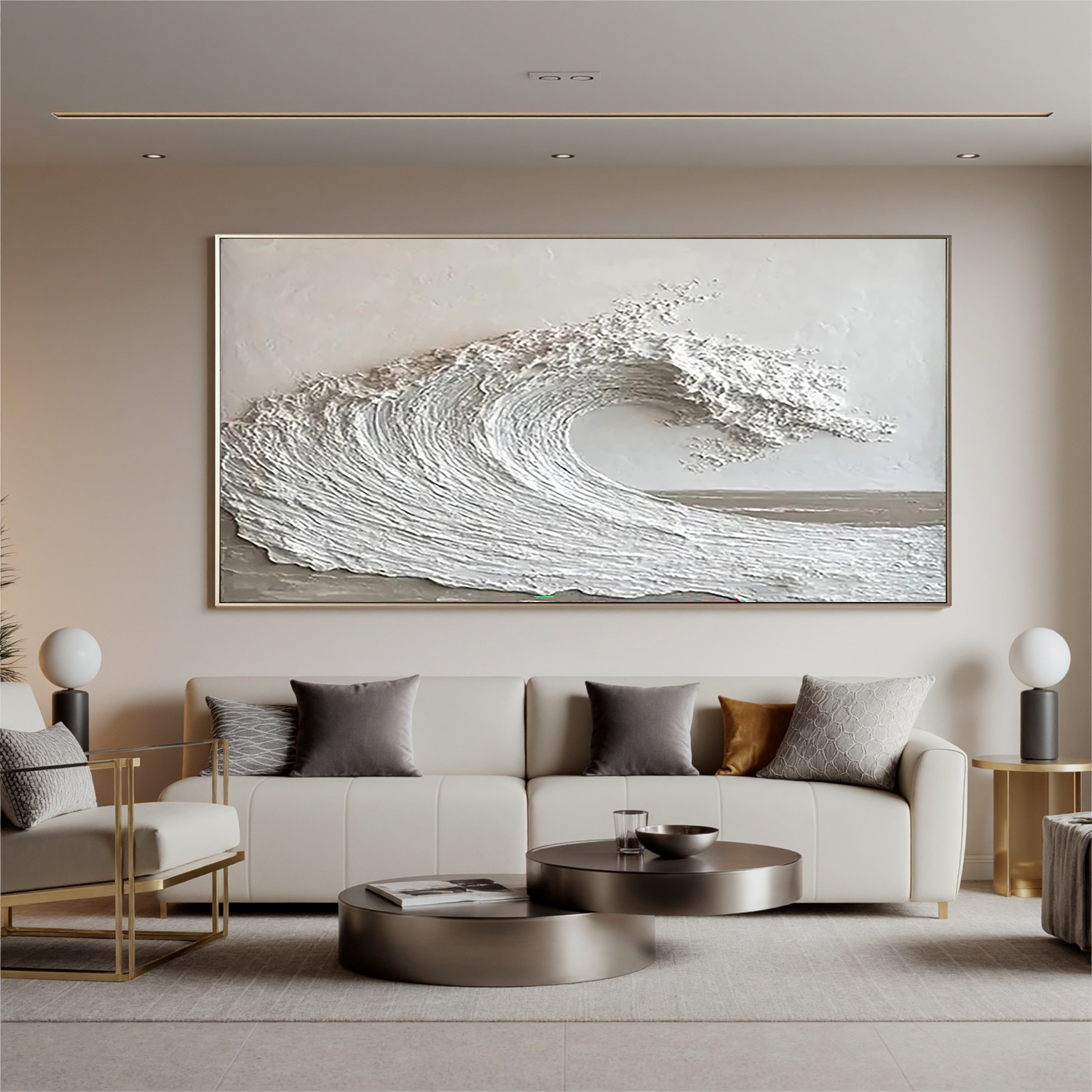 "Sand Shore" - 3D Heavy Impasto Plaster Relief | Beige Plaster Texture Statement Art