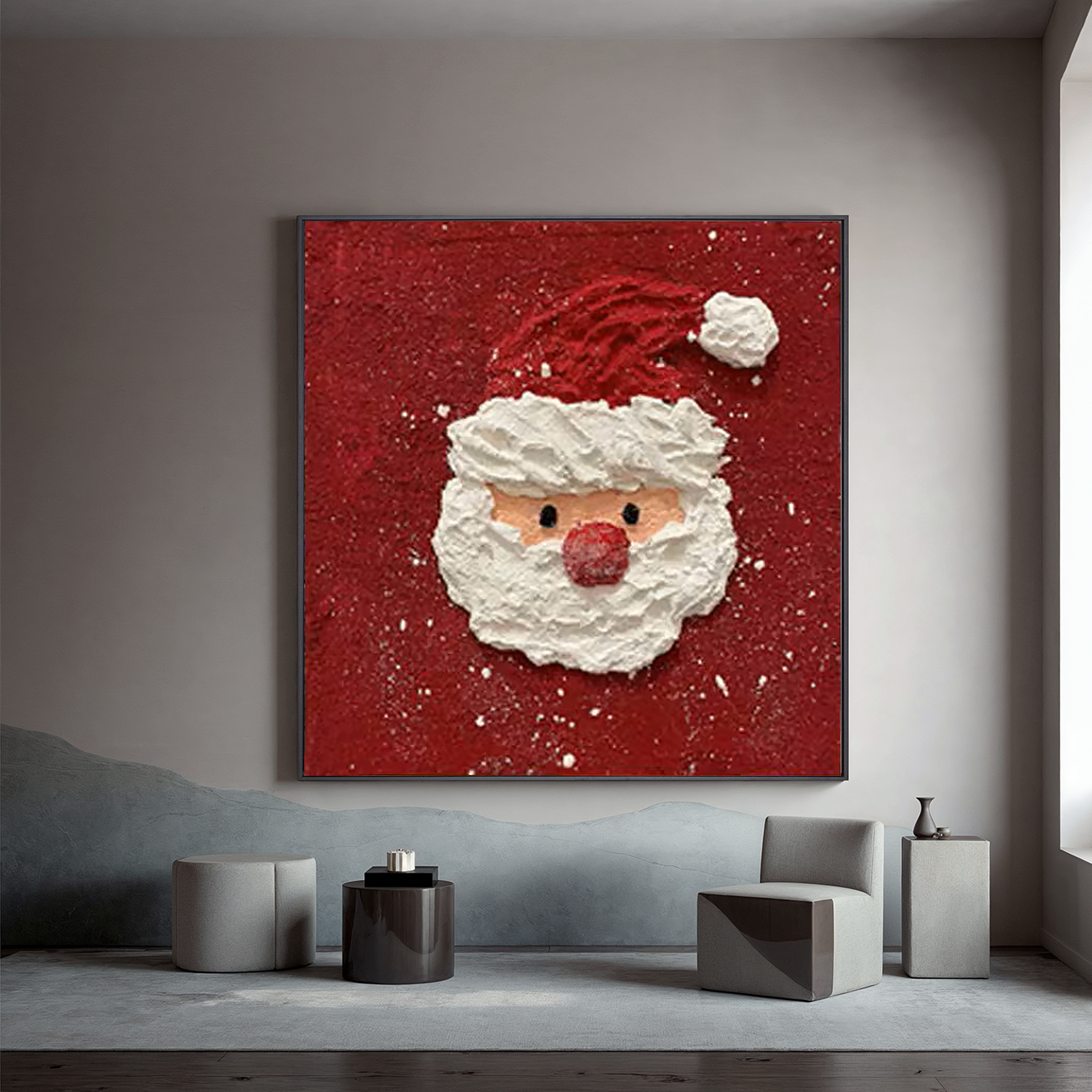 "Beige Echo" - 3D Heavy Impasto Plaster Relief | Beige & White Plaster Texture Statement Art