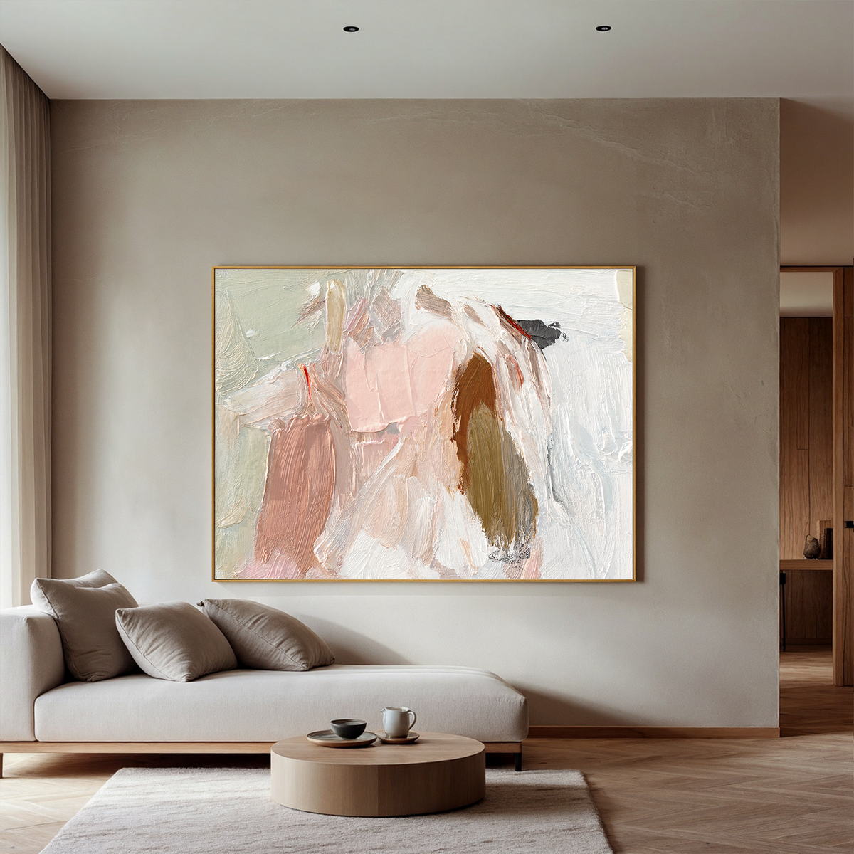 "Clay Form" - Minimalist Impasto Abstract | Brown & White Abstract Art Statement Art