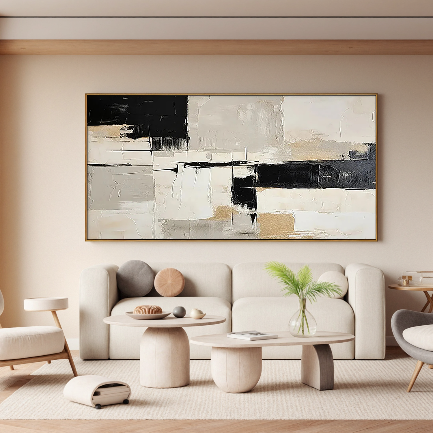 "Nude Abstract" - Minimalist Impasto Abstract | Beige Abstract Art Statement Art