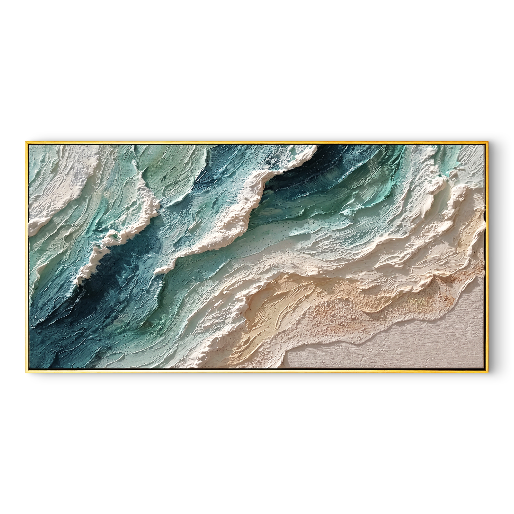 "Oceanic Pulse" – 3D Textured Abstract Wave Impasto Canvas Art | Relaxing Bedroom Wall Decor