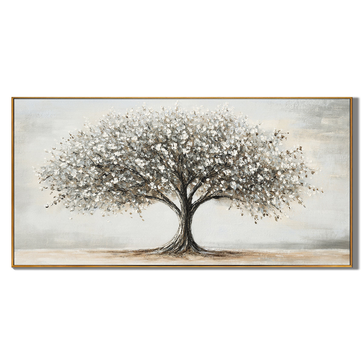 "Milk Blossom" - 3D Heavy Impasto Botanical | Black & Grey Botanical Art Statement Art