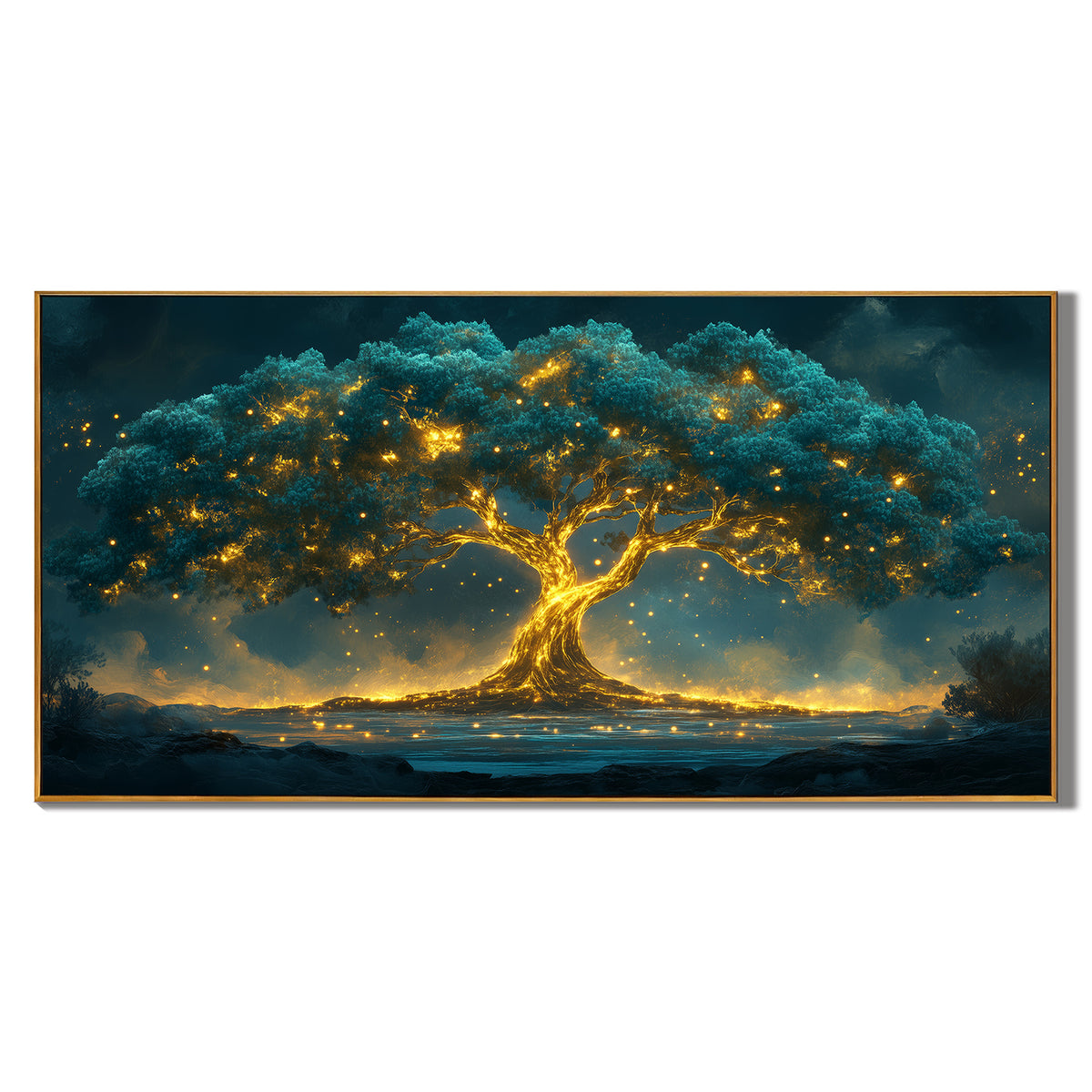"Topaz Garden" - 3D Heavy Impasto Botanical | Gold Botanical Art Statement Art