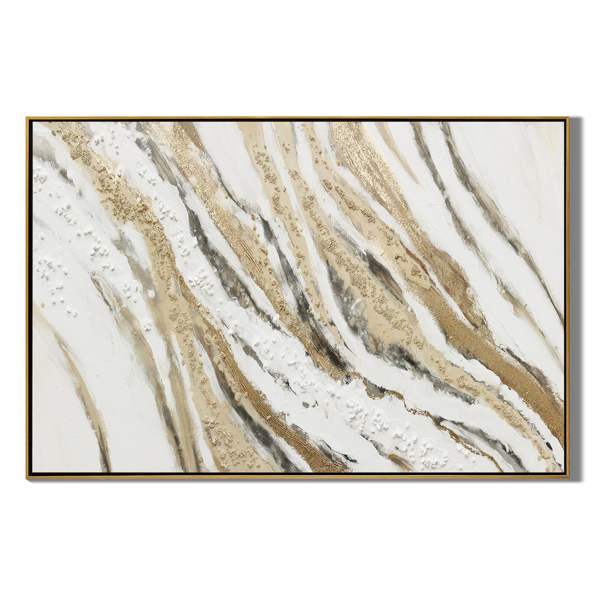 "Golden Echo" - Geometric Plaster Relief | Gold & Grey Geometric Art Statement Art