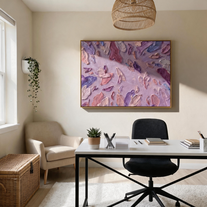 "Lavender Whisper" – Romantic Heavy Impasto Floral Abstract | Ethereal Bedroom Statement Art