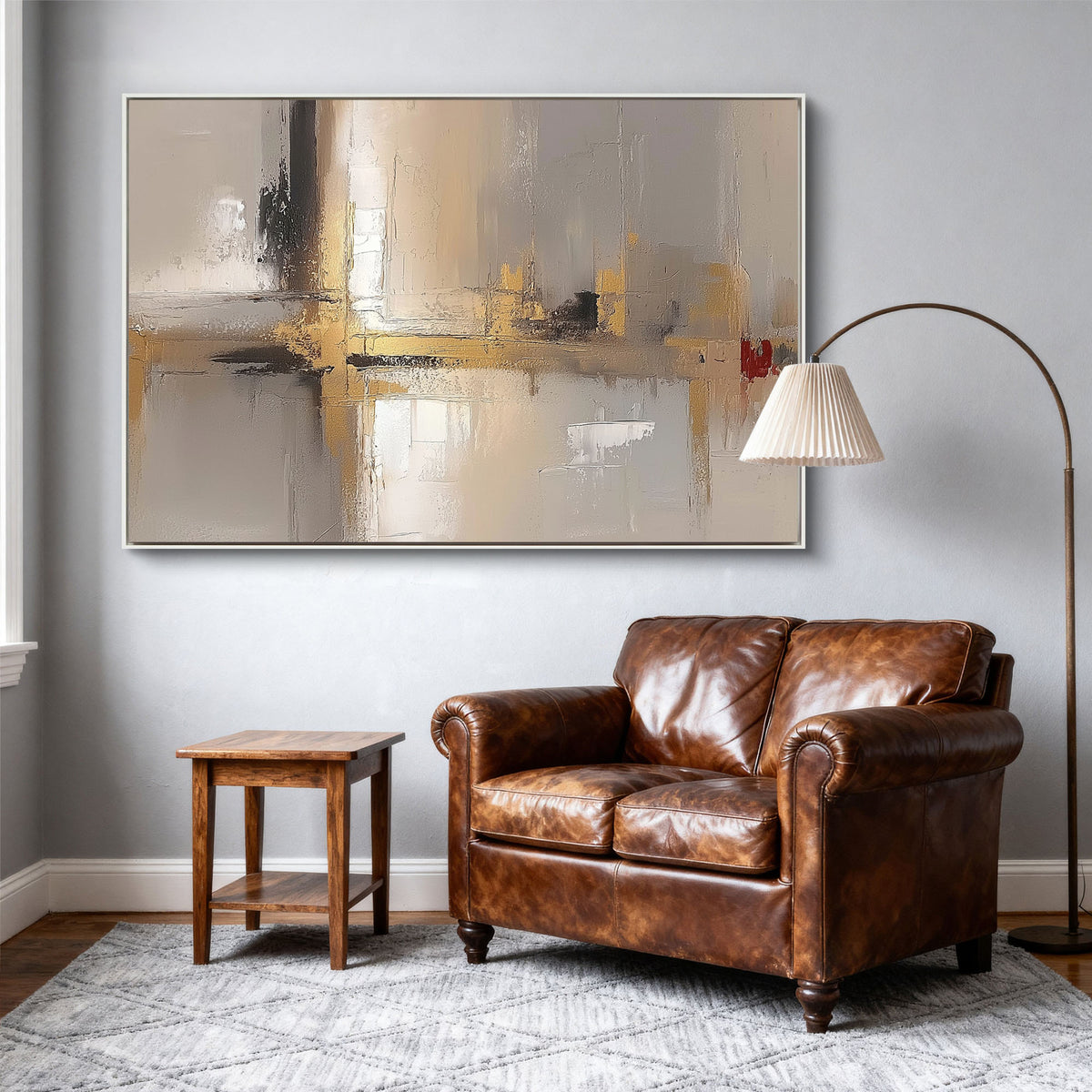 "Golden Bloom" - Minimalist Impasto Abstract | Black & Gold Abstract Art Statement Art