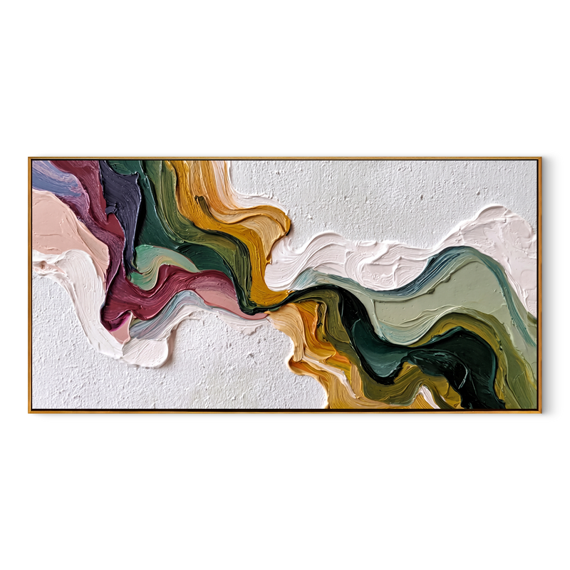 "Chromatic Flow" – Sculptural Fluid Abstract Impasto Canvas Art | Contemporary Hallway Statement