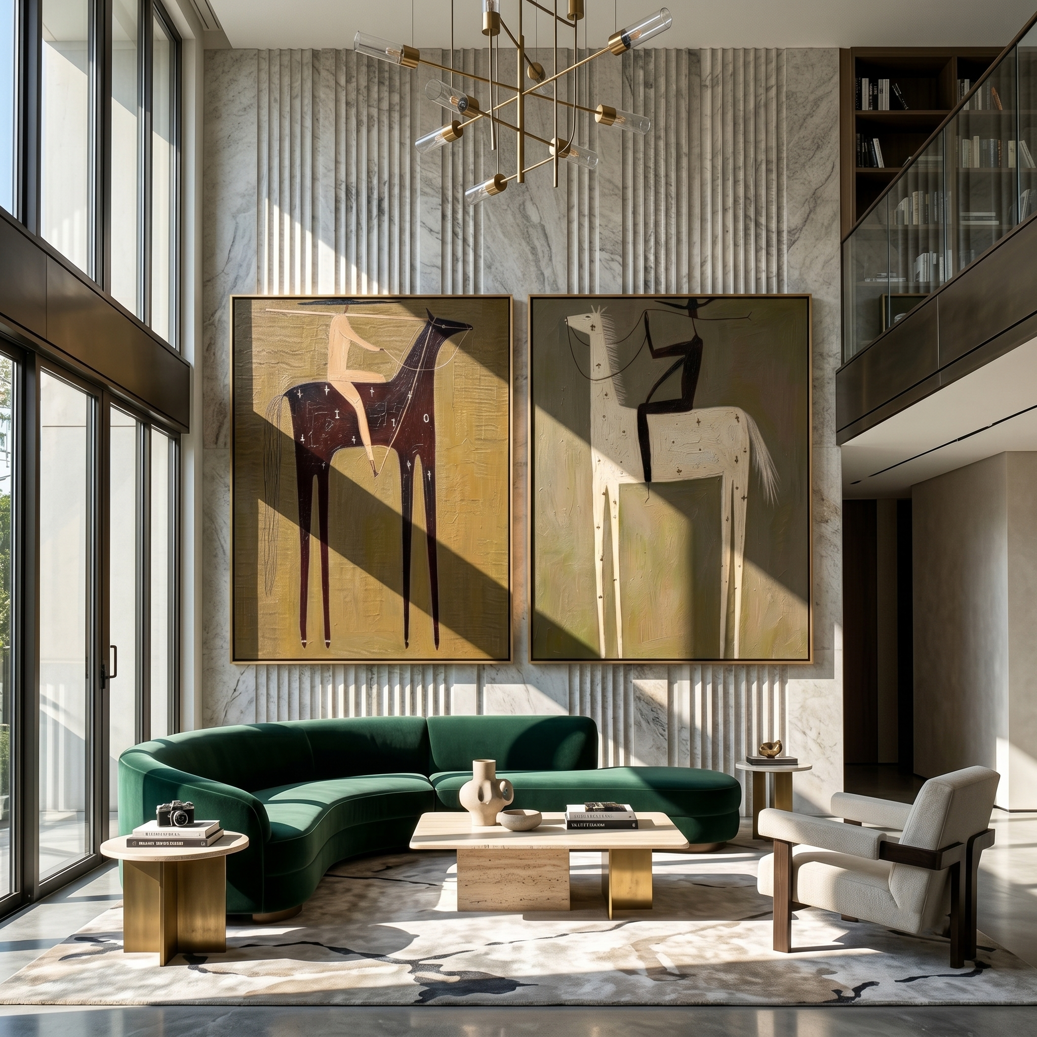 "The Archive of Vanishing Riders" — 3D Textured Abstract Western Rider Wall Art Set | Olive, Ivory & Umber Framed Diptych#VA628