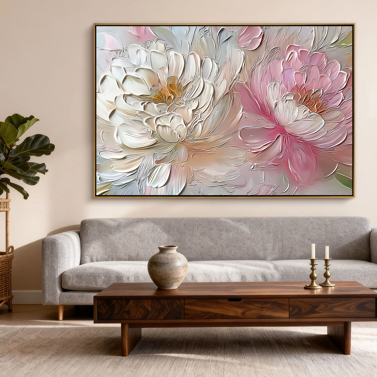 "White Echo" - 3D Heavy Impasto Plaster Relief | White Plaster Texture Statement Art