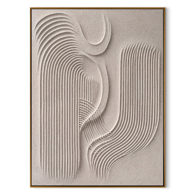 "Zen Echo" – Minimalist 3D Relief Rhythmic Textured Art | Contemporary Master Bedroom Decor
