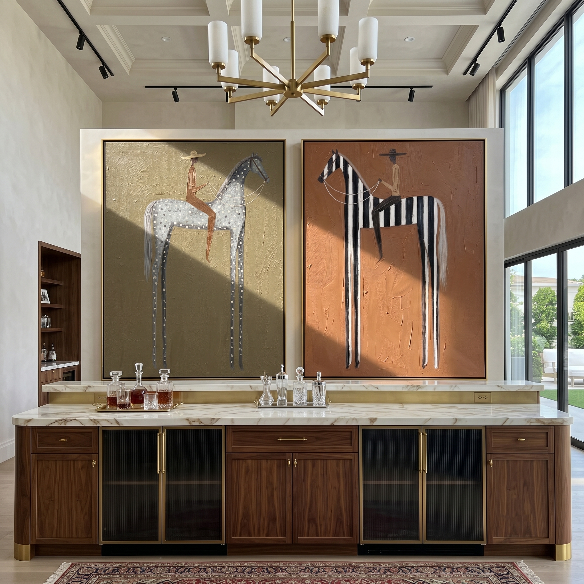 "Spots, Stripes, and Stillness" — 3D Textured Abstract Western Rider Wall Art Set | Olive & Terracotta Framed Diptych#VA619