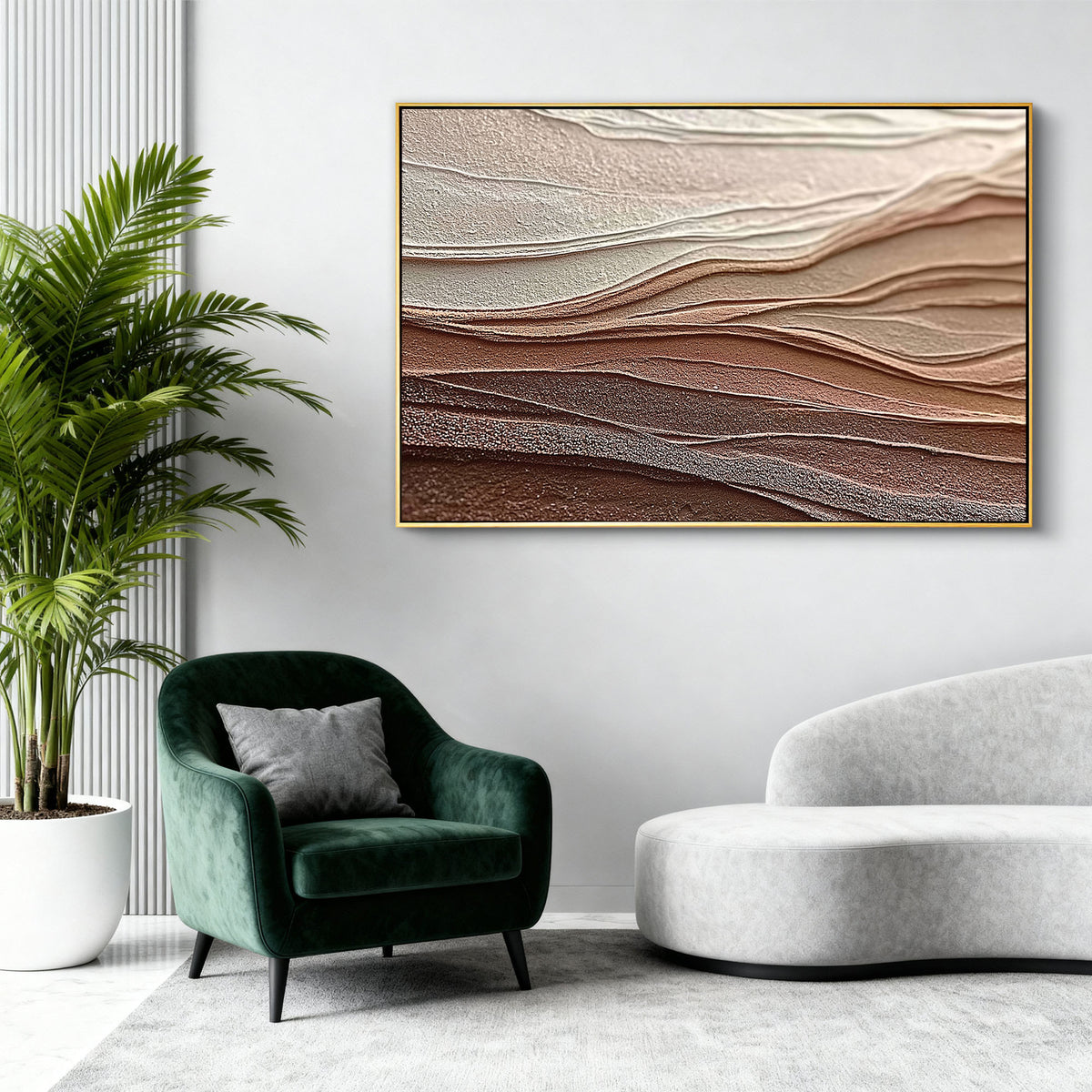 "Clay Labyrinth" - 3D Heavy Impasto Plaster Relief | Brown & Beige Plaster Texture Statement Art