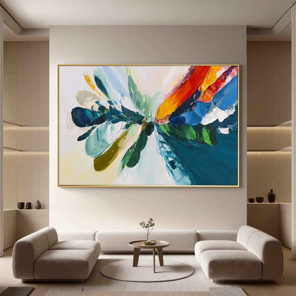 "Azure Drift" - 3D Heavy Impasto Plaster Relief | Blue & White Plaster Texture Statement Art
