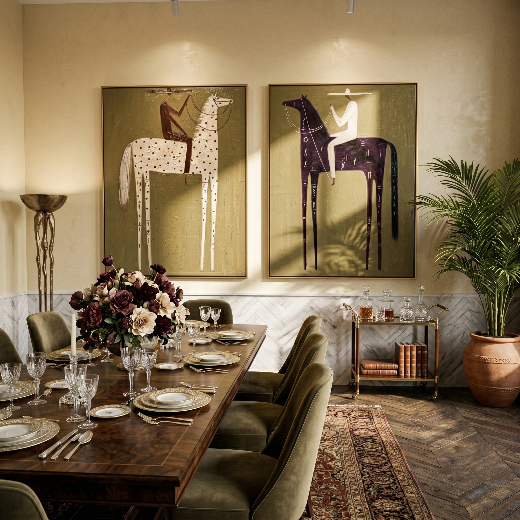 "A Ledger of Dust and Night" — 3D Textured Abstract Western Rider Wall Art Set | Olive, Ivory & Umber Framed Diptych#VA622