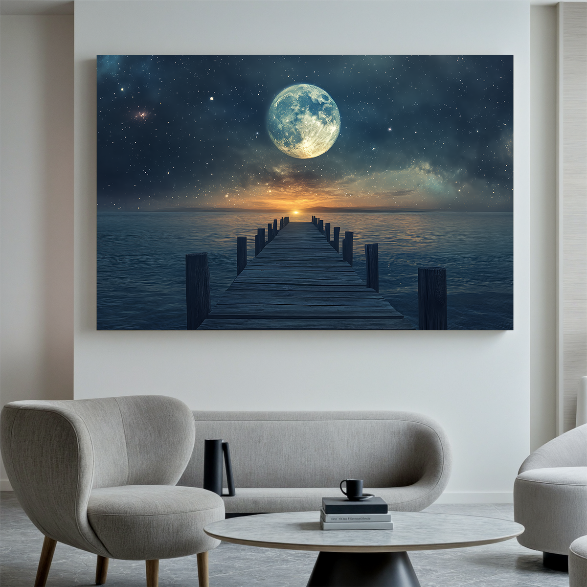 "Golden Shore" - Impressionist Landscape | Gold & Grey Seascape Art Statement Art