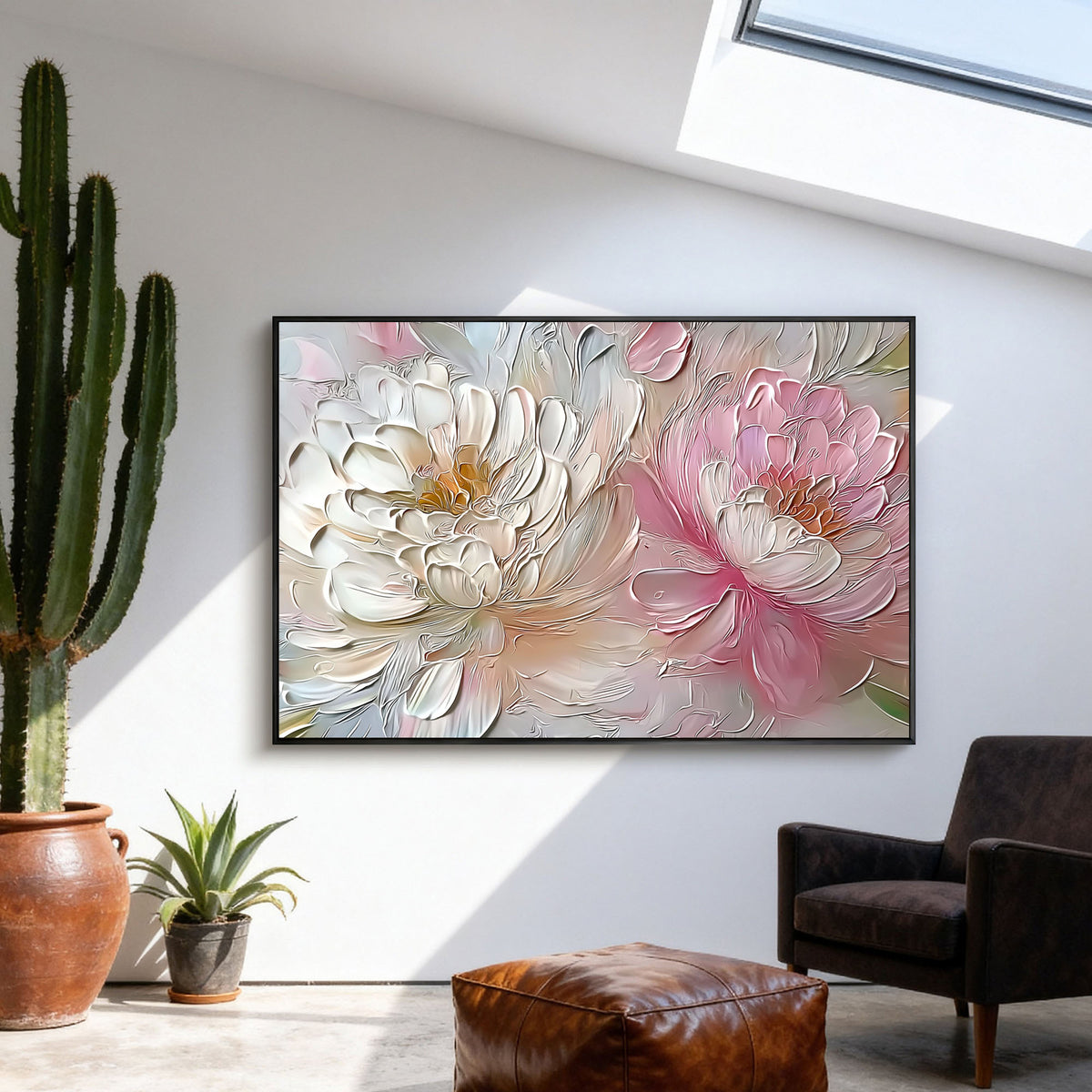 "White Echo" - 3D Heavy Impasto Plaster Relief | White Plaster Texture Statement Art