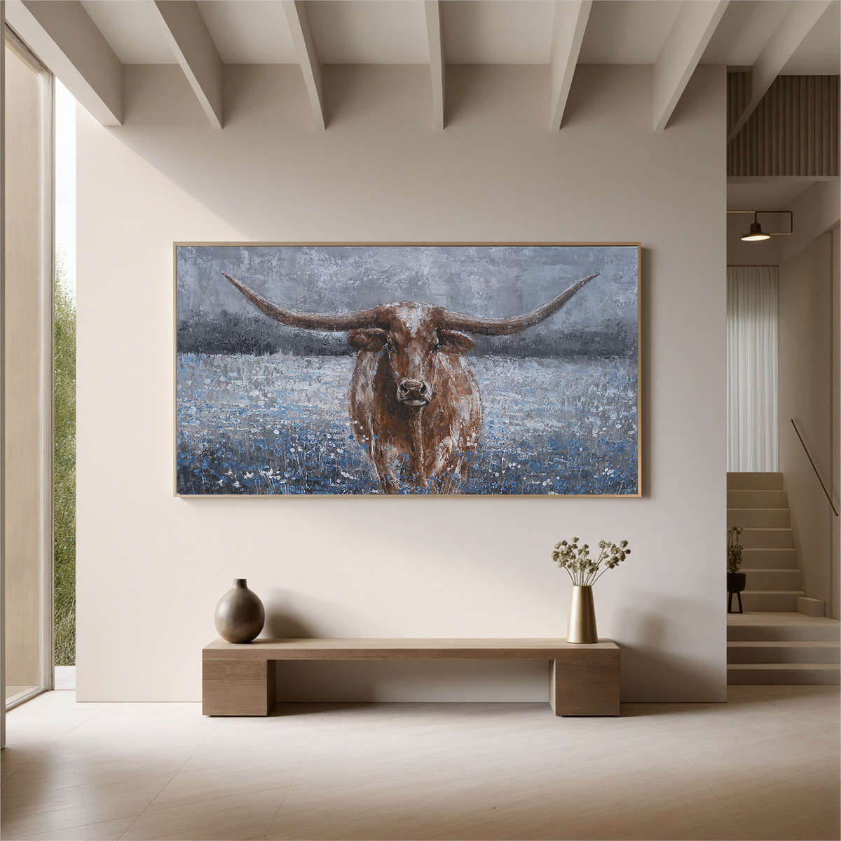 "Brown Companions" - Hand-Painted Animal Portrait | Brown & Grey Animal Art Statement Art