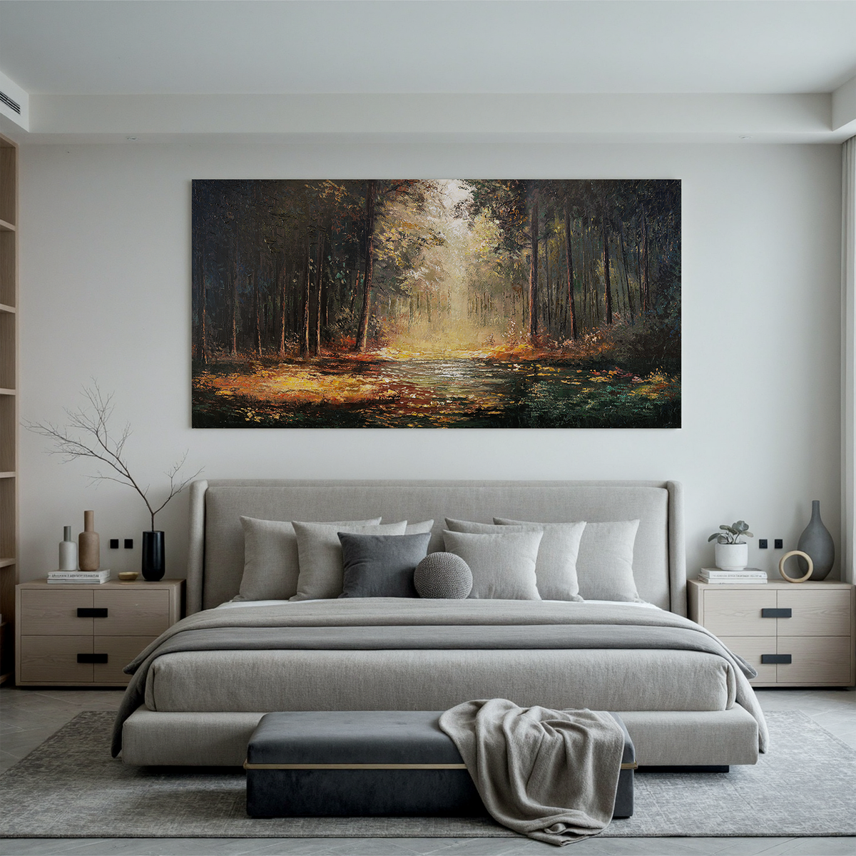 "Warm Abstract" - Impressionist Landscape | Brown & Beige Landscape Art Statement Art