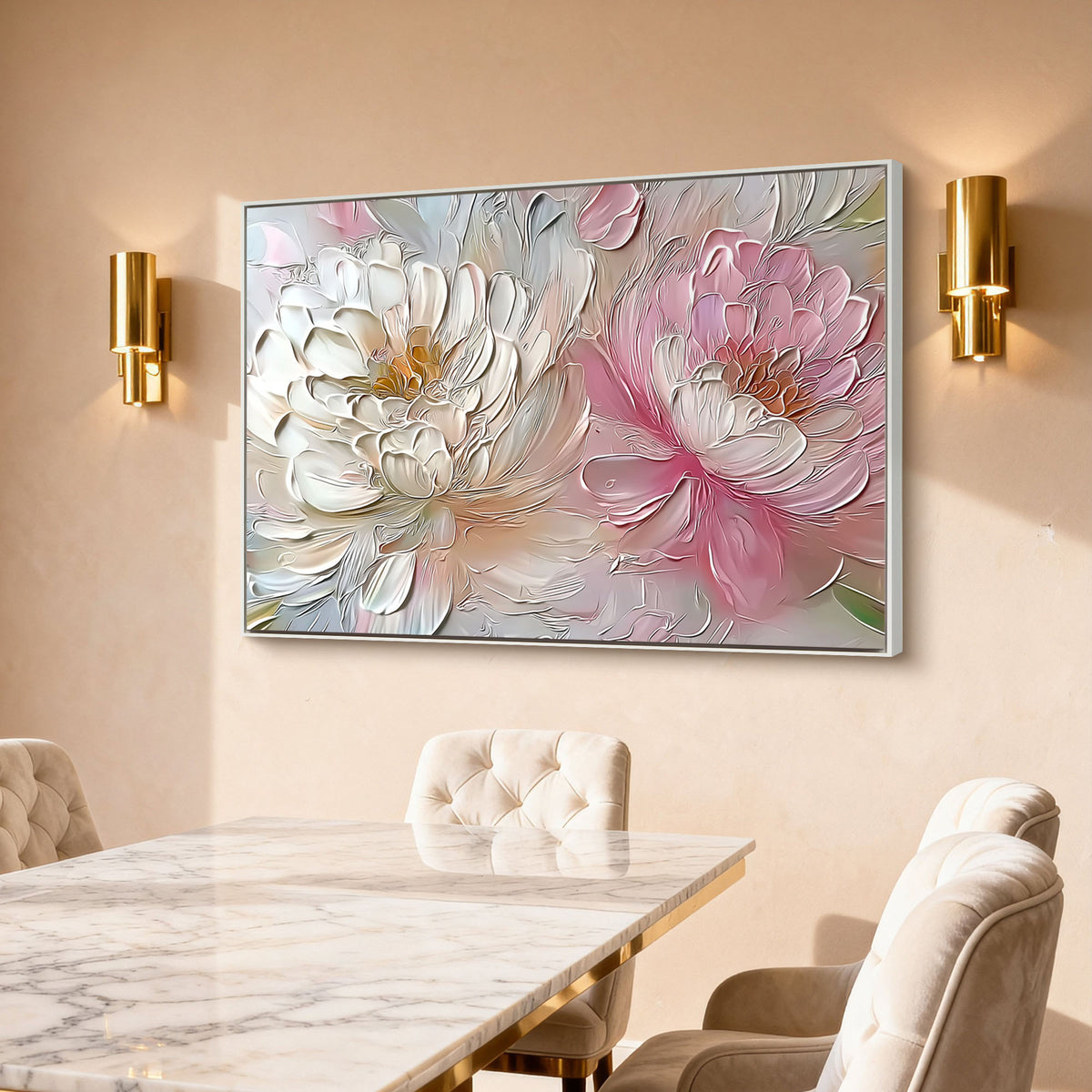 "White Echo" - 3D Heavy Impasto Plaster Relief | White Plaster Texture Statement Art