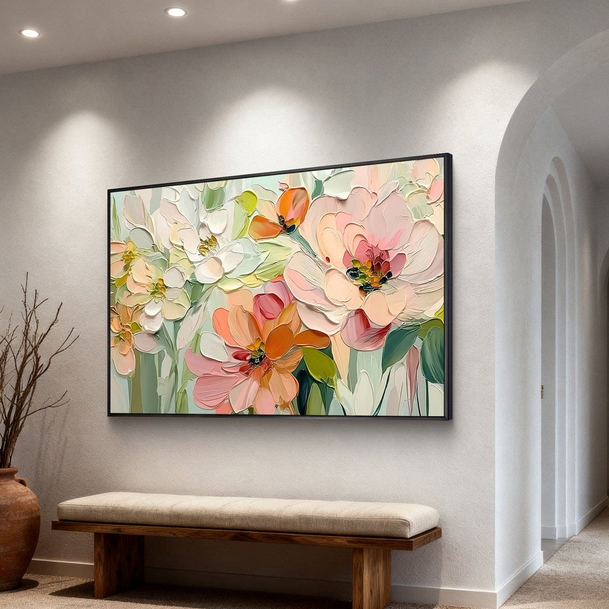 "Wheat Form" - 3D Heavy Impasto Plaster Relief | Beige Plaster Texture Statement Art