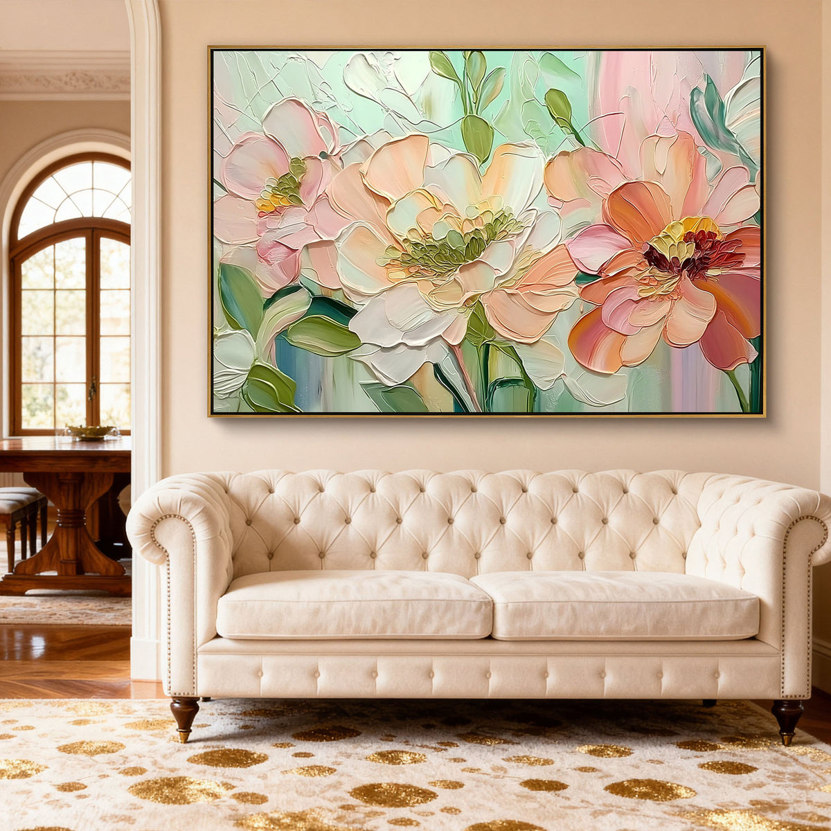 "Cream Haze" - 3D Heavy Impasto Plaster Relief | Beige Plaster Texture Statement Art