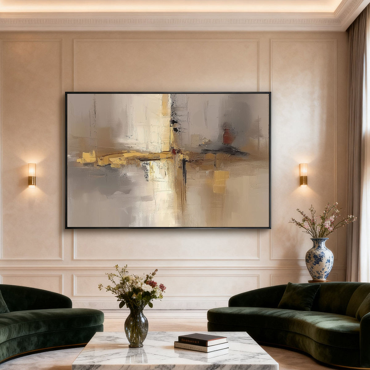 "Gold Murmur" - Minimalist Impasto Abstract | Black & Gold Abstract Art Statement Art