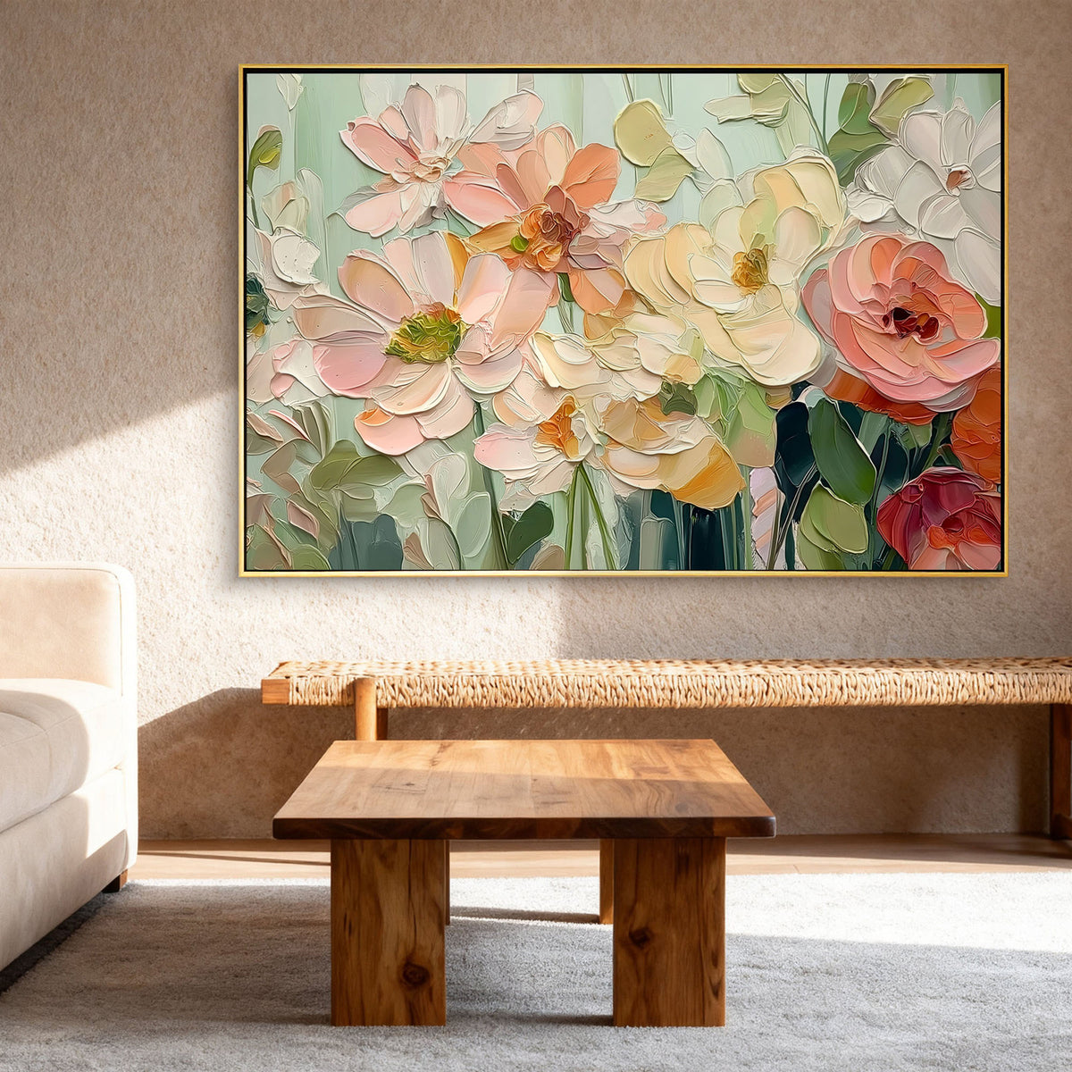 "Sand Dream" - 3D Heavy Impasto Plaster Relief | Beige Plaster Texture Statement Art
