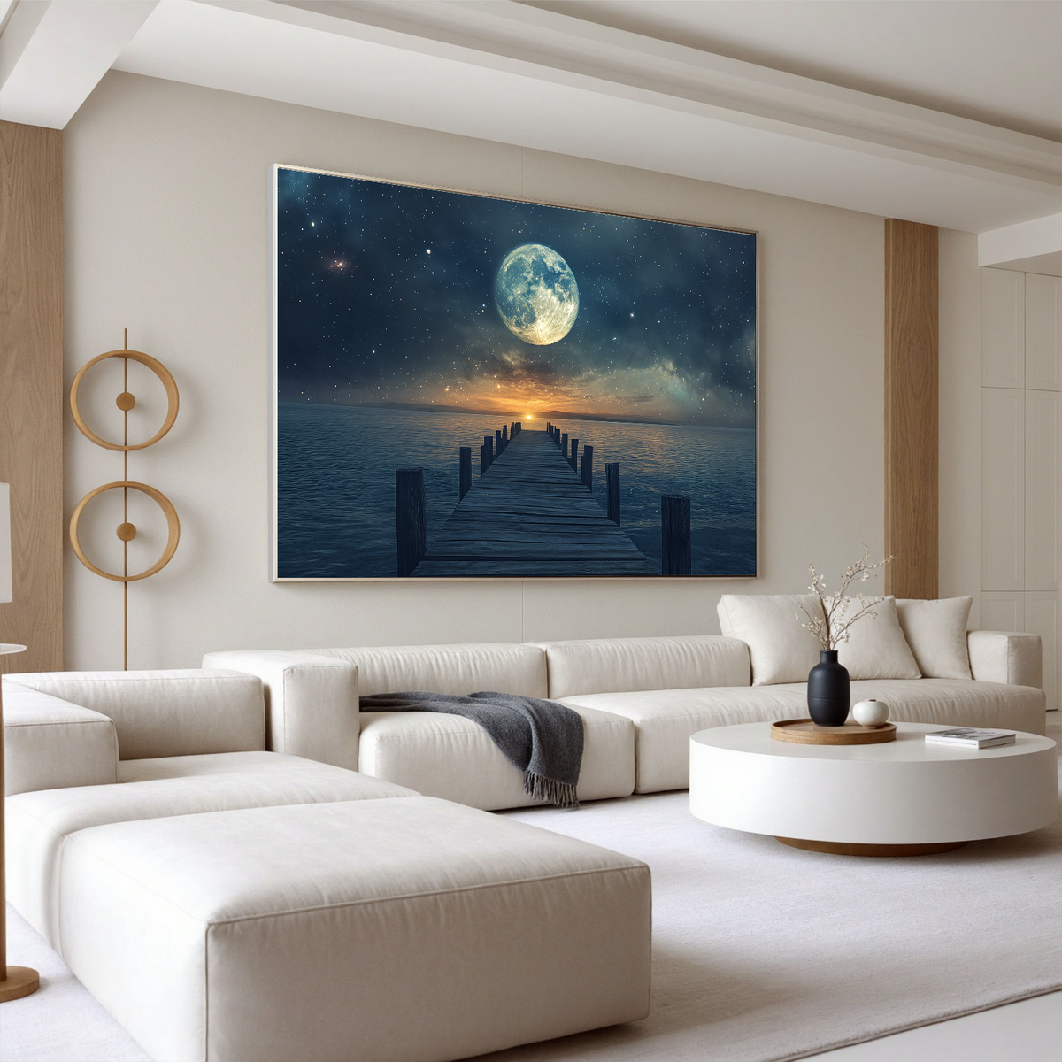 "Golden Shore" - Impressionist Landscape | Gold & Grey Seascape Art Statement Art
