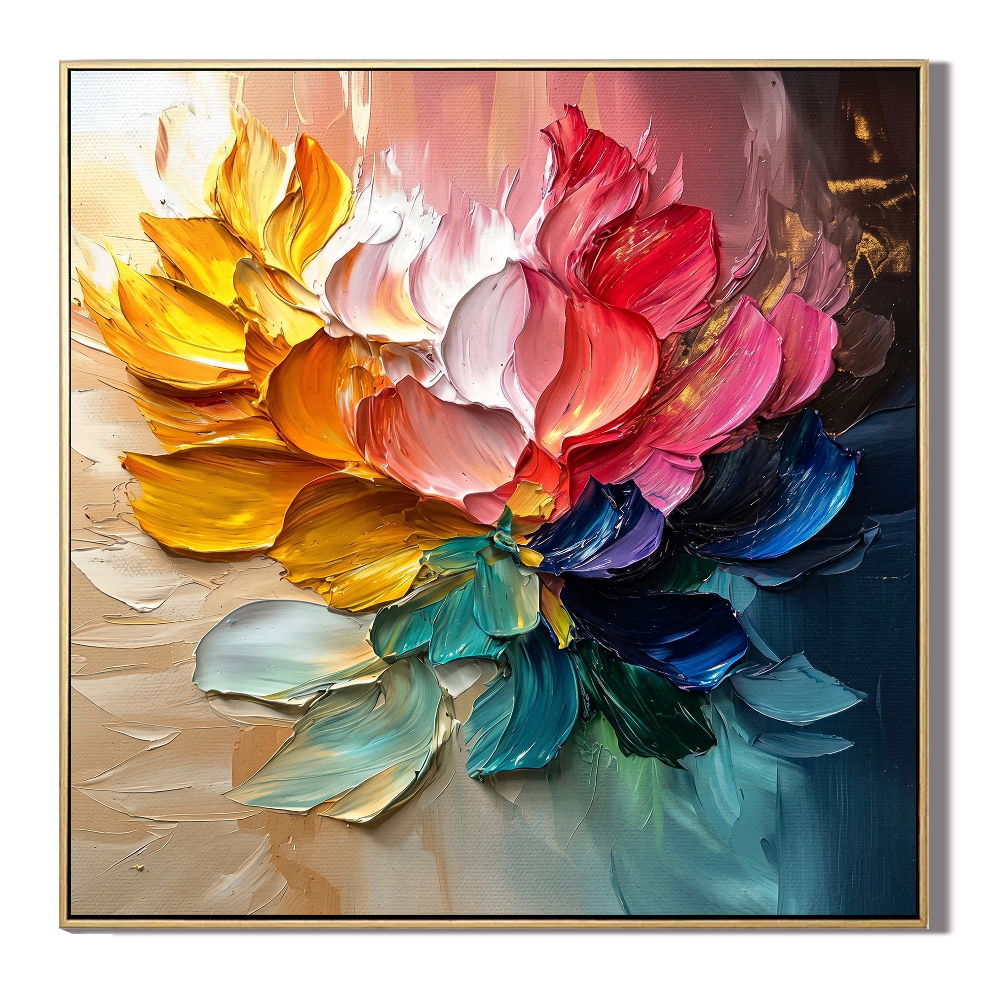 "Silent Symmetry" – Modern Wabi-Sabi Geometric Impasto Painting | Sophisticated Hallway Statement Art