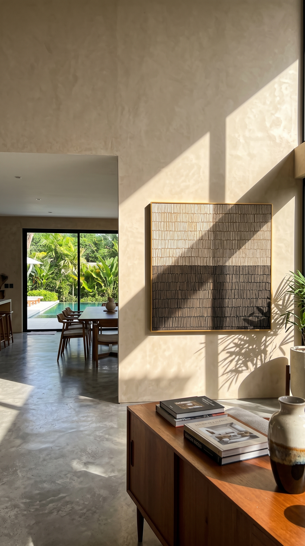 "Measured Silence" - 3D Minimalist Plaster Grid Relief | Beige Grey & Black Square Textured Art
