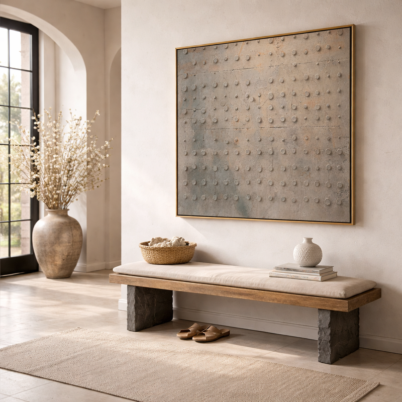 "Industrial Echo" – Minimalist 3D Relief Grid Art | Sophisticated Architectural Wall Decor