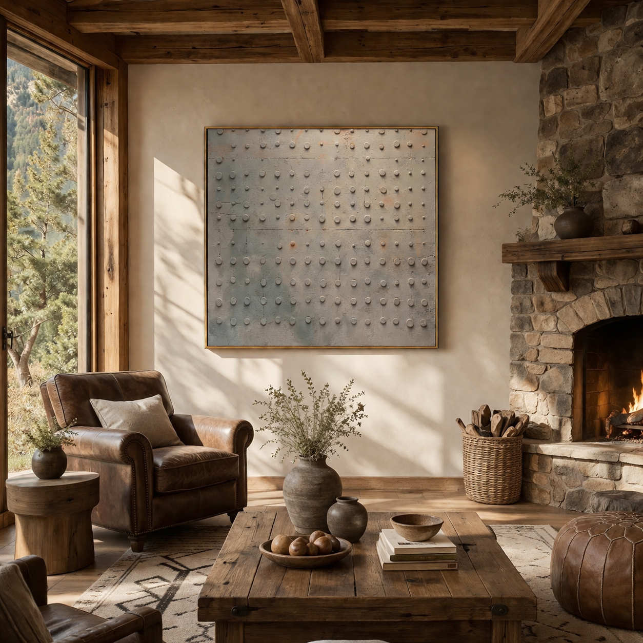 "Industrial Echo" – Minimalist 3D Relief Grid Art | Sophisticated Architectural Wall Decor
