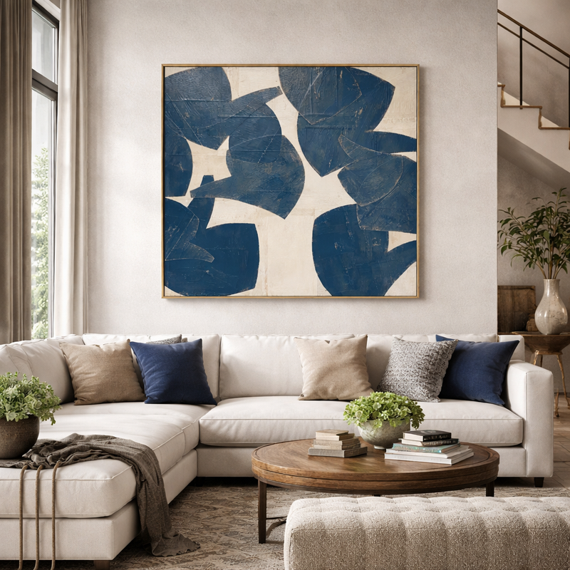 "Primary Rhythm" – Bold High-Gloss Abstract Expressionist Canvas | Modern Living Room Statement Art
