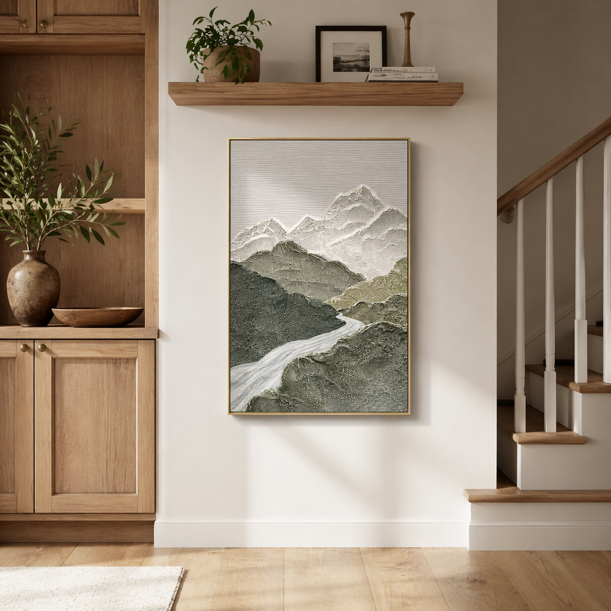 "Obsidian Ridge" – Extreme 3D Noir & Gold Heavy Impasto | Horizontal Statement Art