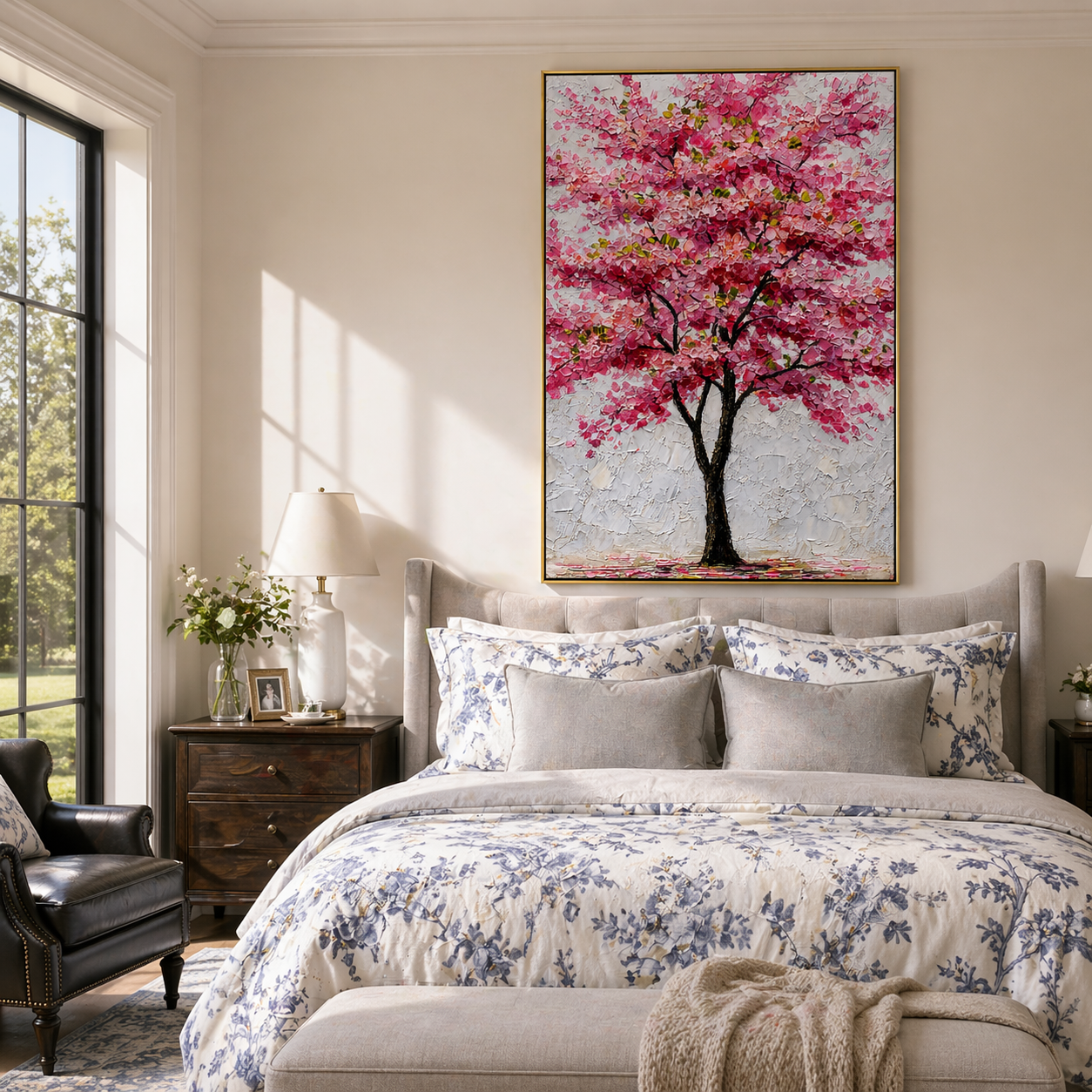 "Sakura Majesty" – Modern 3D Heavy Impasto Pink Tree Relief | Elegant Botanical Statement Art