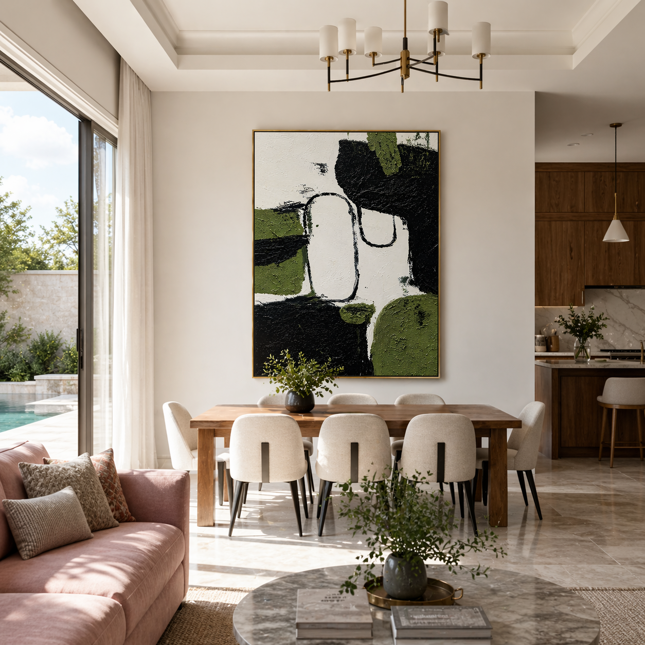 "Verdant Tectonics" – 3D Heavy Impasto Moss & Noir Abstract | Modern Vertical Statement Art