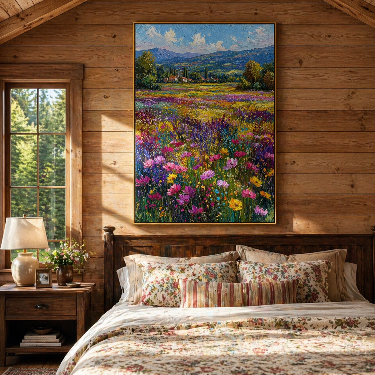 "Valley Symphony" – Modern 3D Heavy Impasto Wildflower Landscape | Vibrant Floral Statement Art
