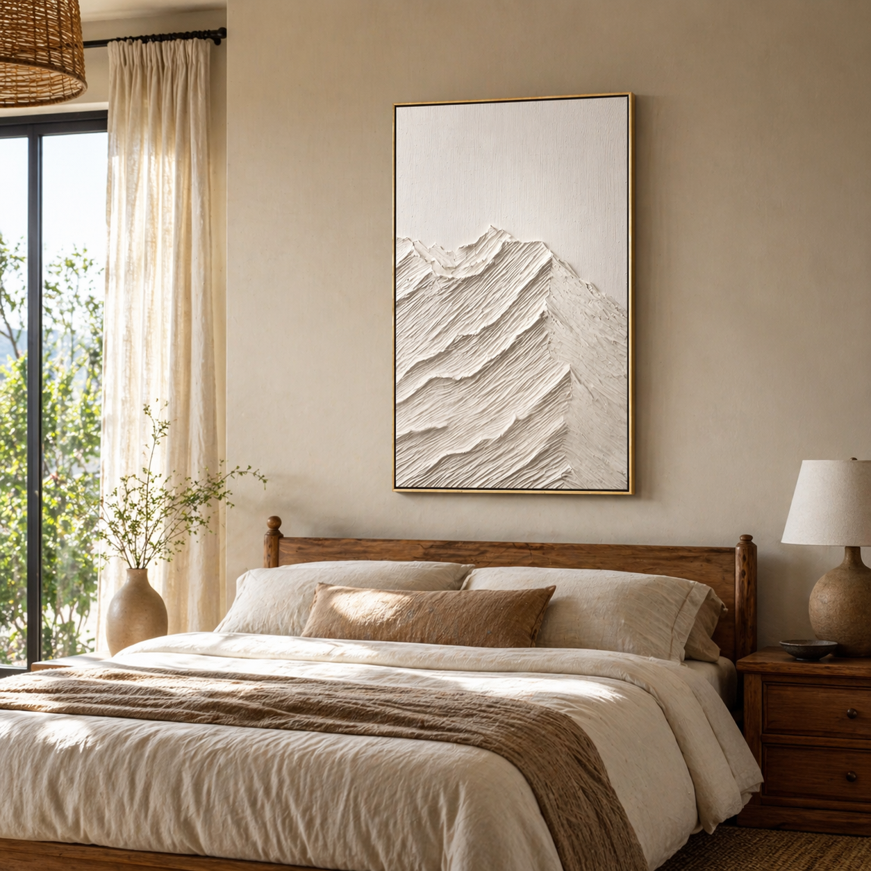 "Summit Silence" – 3D Heavy Impasto Mountain Relief | Vertical Minimalist Statement Art