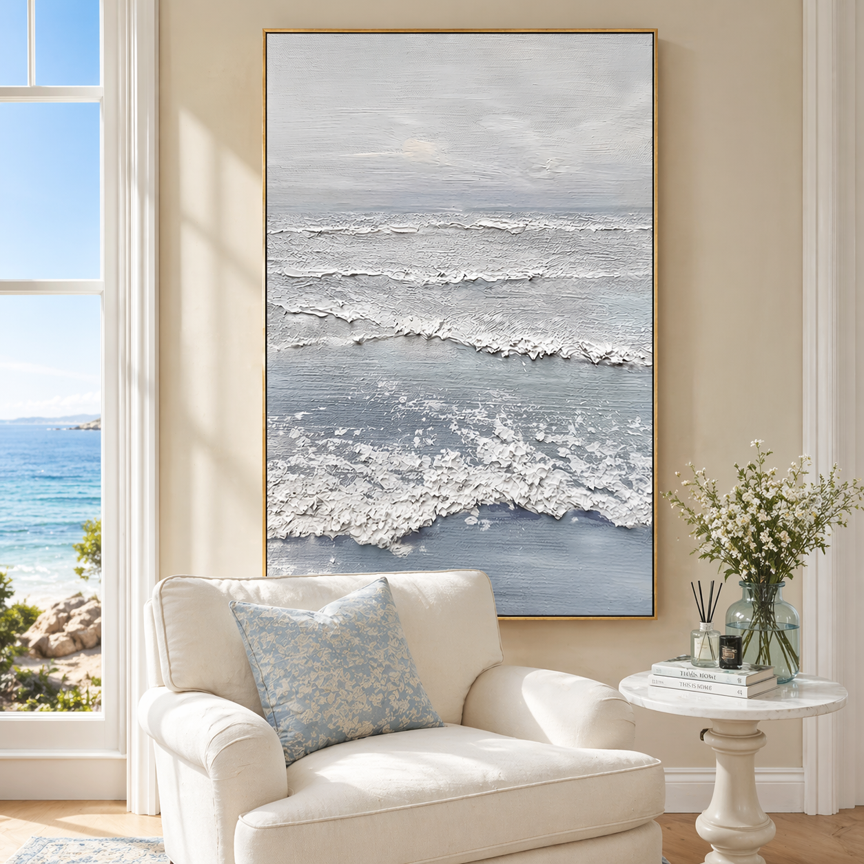 "Oceanic Drift" - Gilded 3D Heavy Impasto Abstract Painting