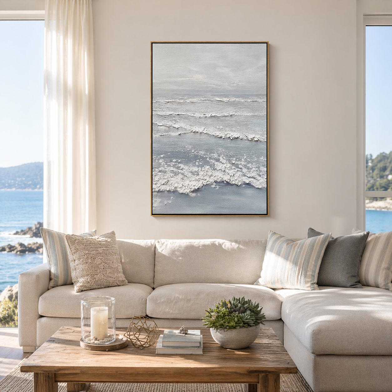 "Oceanic Drift" - Gilded 3D Heavy Impasto Abstract Painting