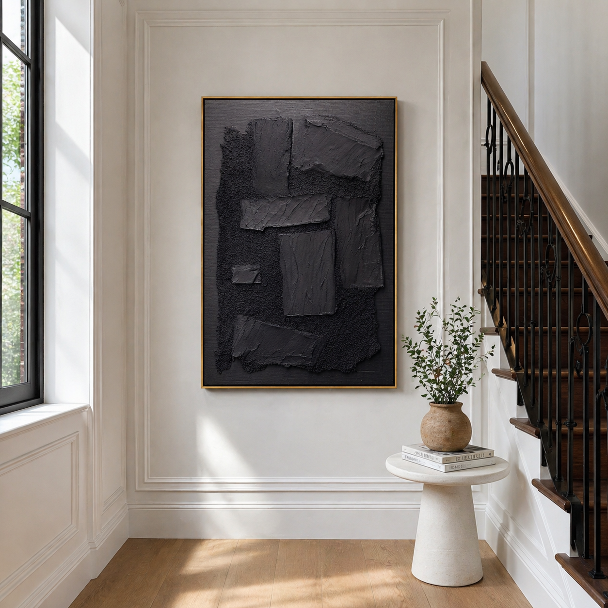 "Ethereal Arcs" – Sculptural 3D Minimalist Linear Relief | Vertical Japandi Wall Art
