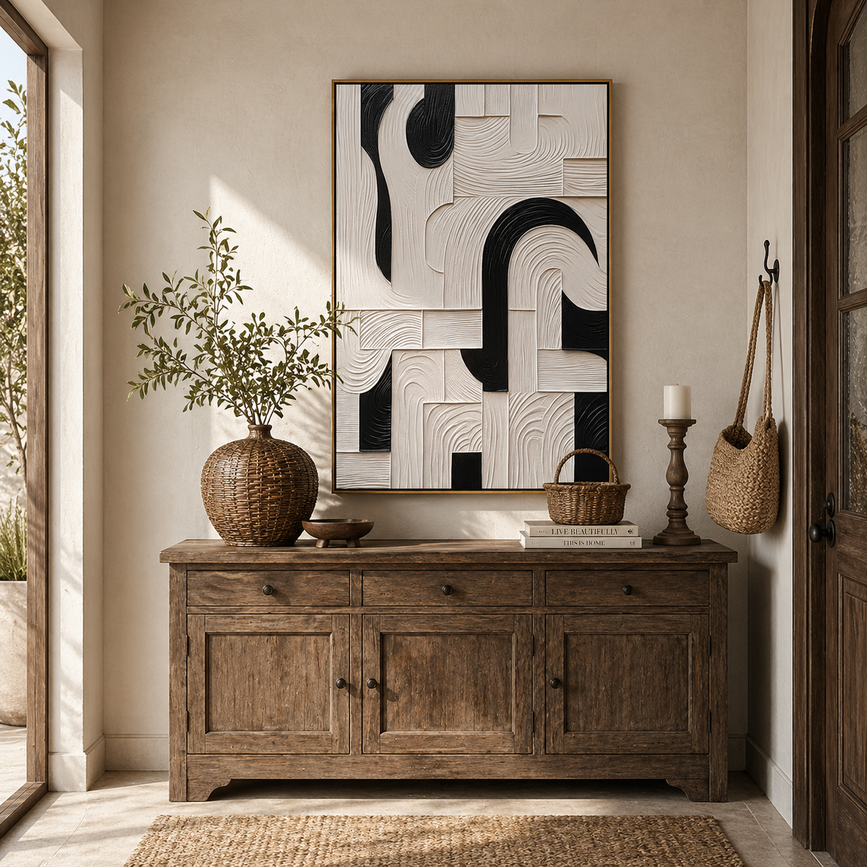 "Architectural Pulse" – Modern 3D Geometric Relief | Bold Monochrome Statement Art