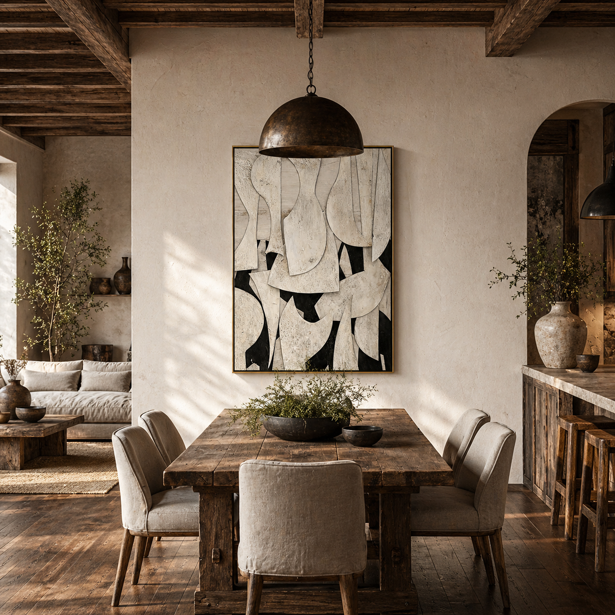 "Ethereal Shards" – Modern 3D Layered Organic Relief | Sophisticated Monochrome Statement Art