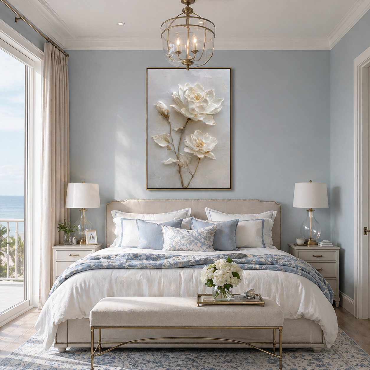 "Eternal Bloom" – Modern 3D Heavy Impasto White Botanical | Elegant Vertical Statement Art