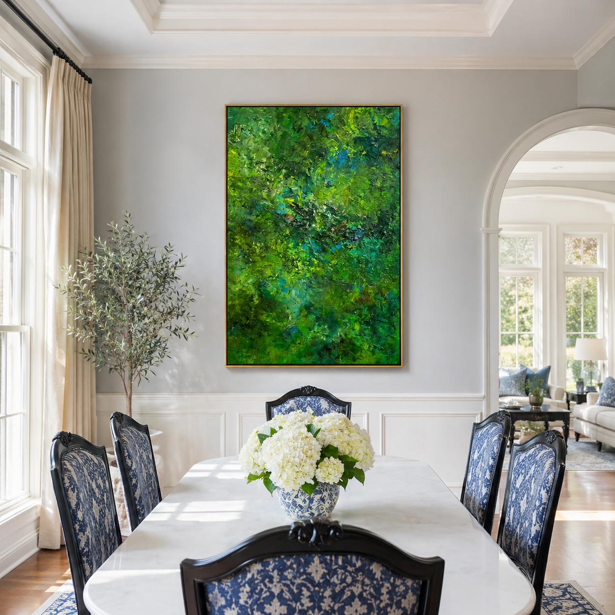 "Verdant Sanctuary" – Lush 3D Forest Impasto Abstract | Nature-Inspired Vertical Statement Art