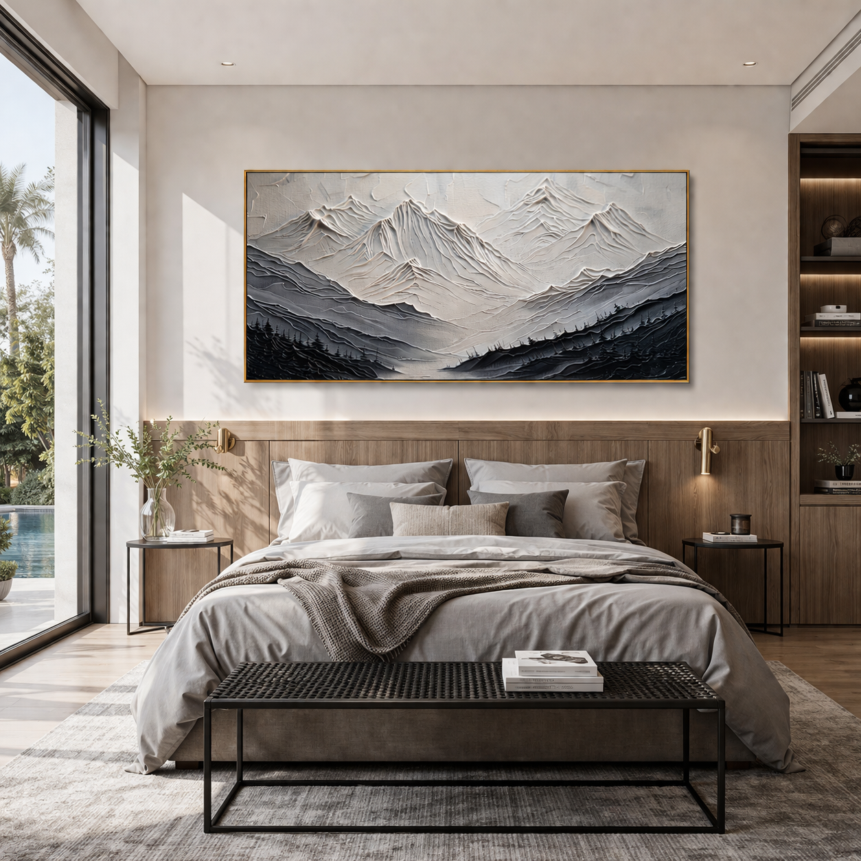 "Arctic Serenity" – 3D Heavy Impasto Mountain Relief | Modern Monochromatic Statement Art