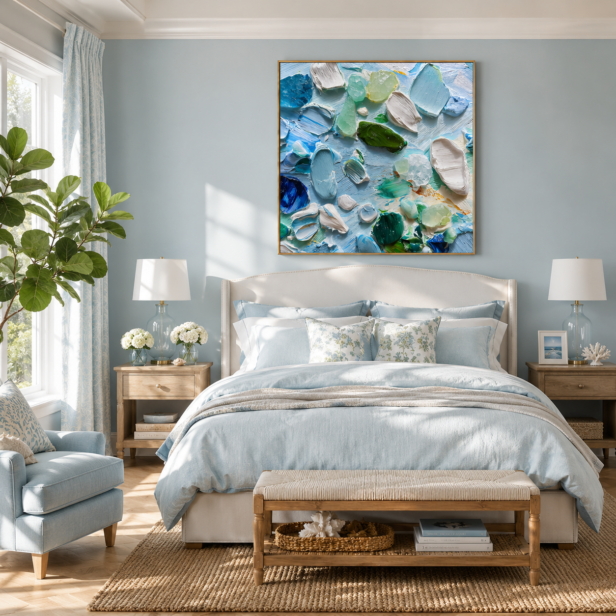 "Tidal Fragments" – Modern 3D Sea Glass Impasto Relief | Refreshing Coastal Mosaic Art