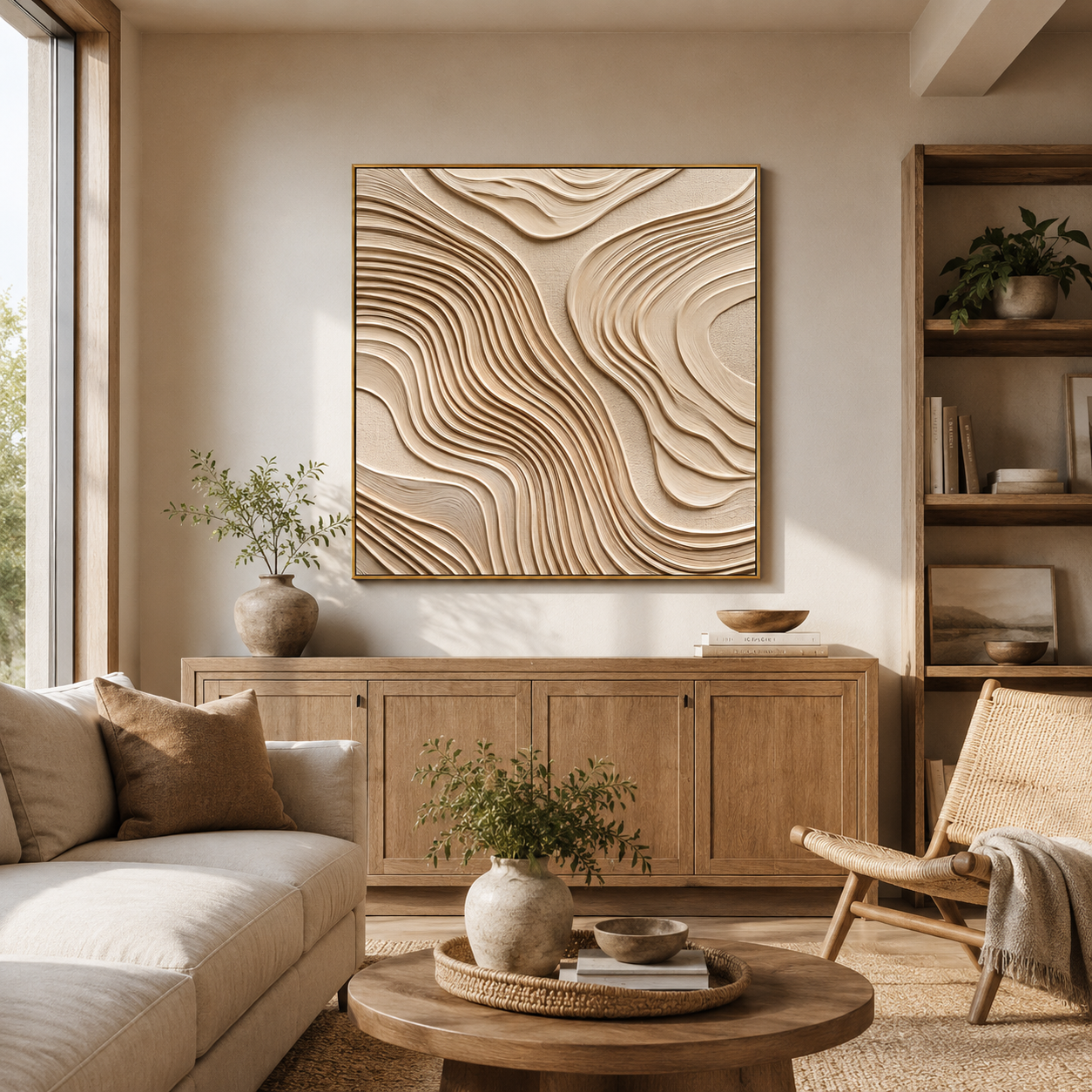 "Serene Strata" – Modern 3D Minimalist Topographic Relief | Sophisticated Japandi Statement Art