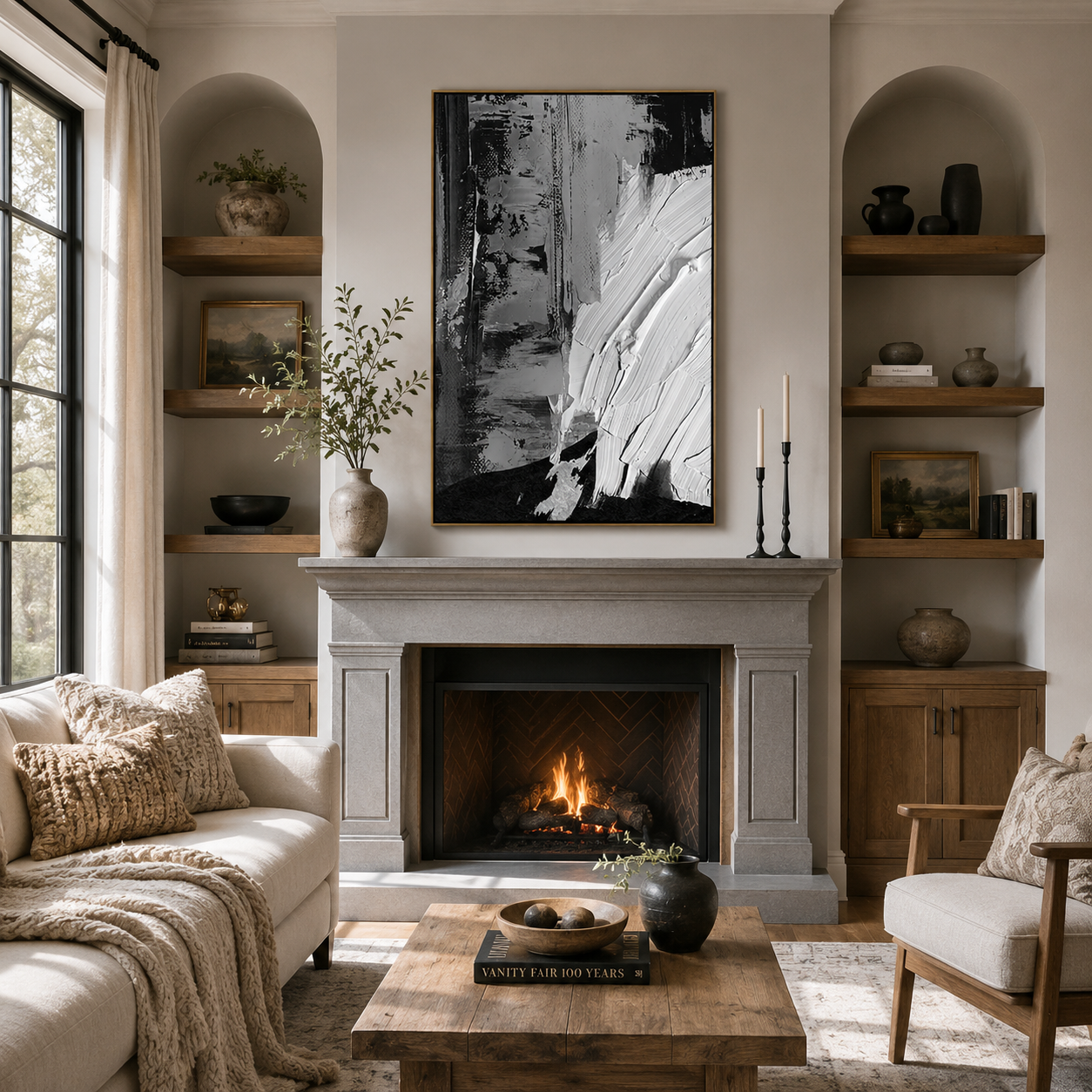"Urban Tectonic" – 3D Heavy Impasto Monochrome Abstract | Industrial Sculptural Statement Art